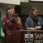 Valentina Latorre (left) engages students | Photo courtesy of Rebecca Rose, CFSNS.