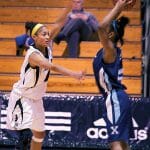 Dal, including guard Keisha Brown, didn't give St. FX much opportunity with the ball Jan. 29. Photo by Alice Hebb.