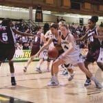 Tigers guard Anna von Maltzahn contends for the ball. Photo by Alice Hebb