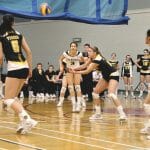 Louise Facca, in position for the ball, had 11 kills in Dal's surprising win. Photo by Shauna Brown