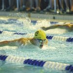 Graduating swimmer Bryan Fumerton placed in the top eight in three different races. Photos by James Hajjar via jhphotosportive.com