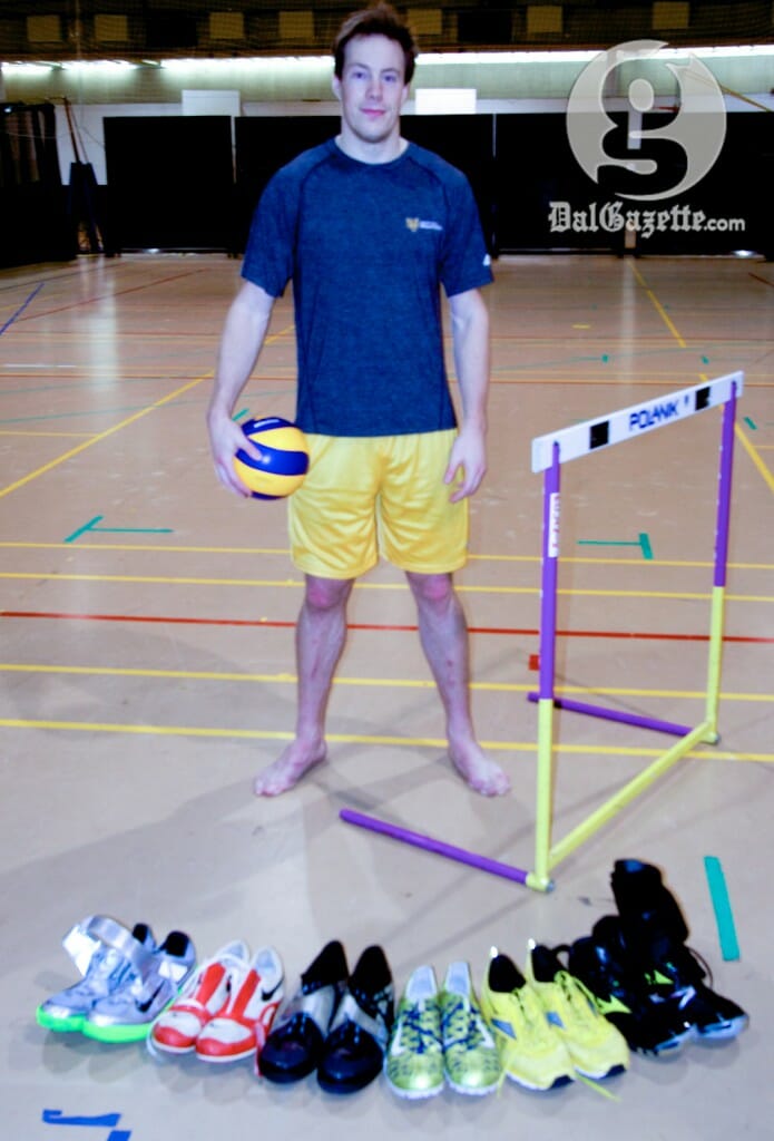 McCulloch is adding new court shoes to his collection now that he's joined Dal volleyball. (Alice Hebb photo) McCulloch is adding new court shoes to his collection now that he's joined Dal volleyball. (Alice Hebb photo)