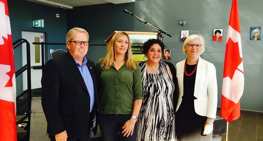 MP and Parliamentary Secretary Rodger Cuzner, student Allie Bennett, MLA Patricia Arab and Vice President, Academics of MSVU Elizabeth Church.