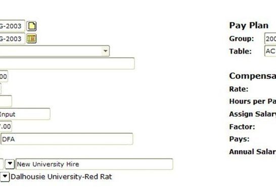 Banner payroll system 2003.v1 Screen shot from the banner payroll system.
