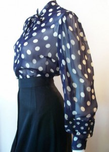 Vintage polka-dot blouse provided by rose, found at swingfashionista.com
