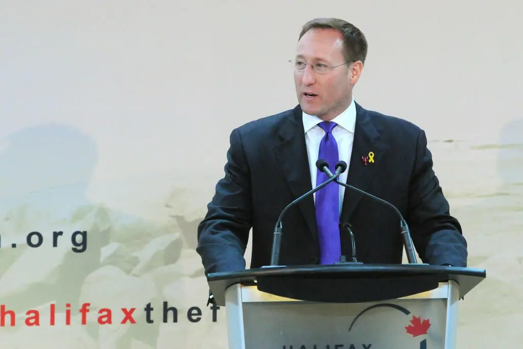 Canada's Minister of National Defence Peter MacKay speaking at the Halifax International Security Forum Friday afternoon. (Photo from halifaxtheforum.org)