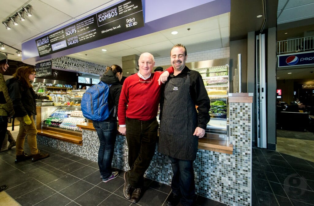 Pete Luckett (L), owner, and Jeff Supple (R), operations manager of Pete's ToGoGo in the SUB Jan. 16. (Calum Agnew photo)