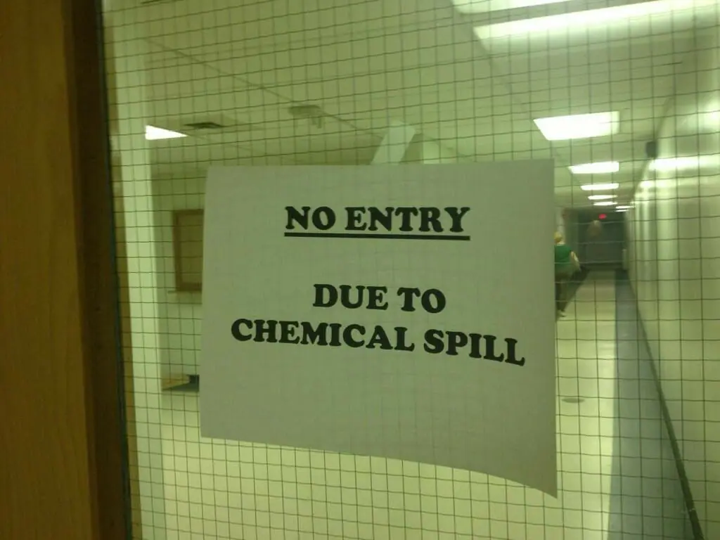 Access to the facility was closed off because of a chemical spill. (Twitter photo via @FVjones)