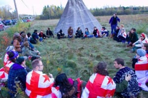 Students gathered together at the protests (photo by Bryn Karcha)