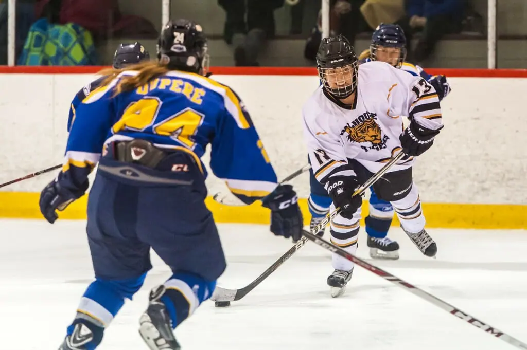 Rookie Marita Alferi corrals the puck in a game earlier this month. (Photo by Chris Parent)