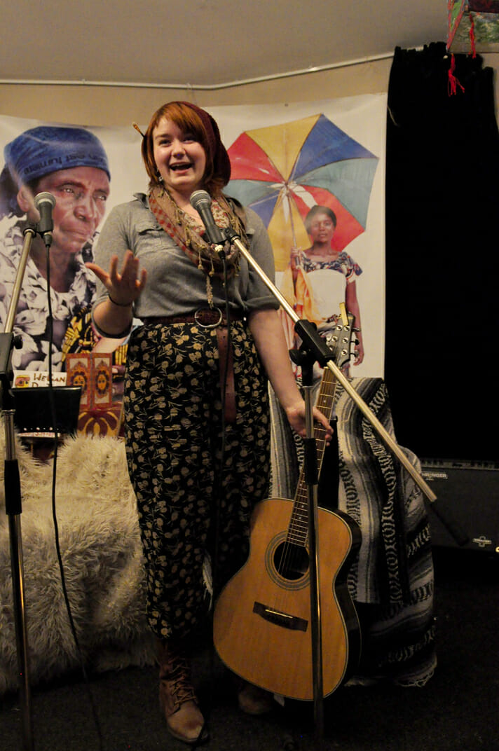 Oxfam president Ali Calladine came out strings swingin'. (Photo by Robyn Moore)