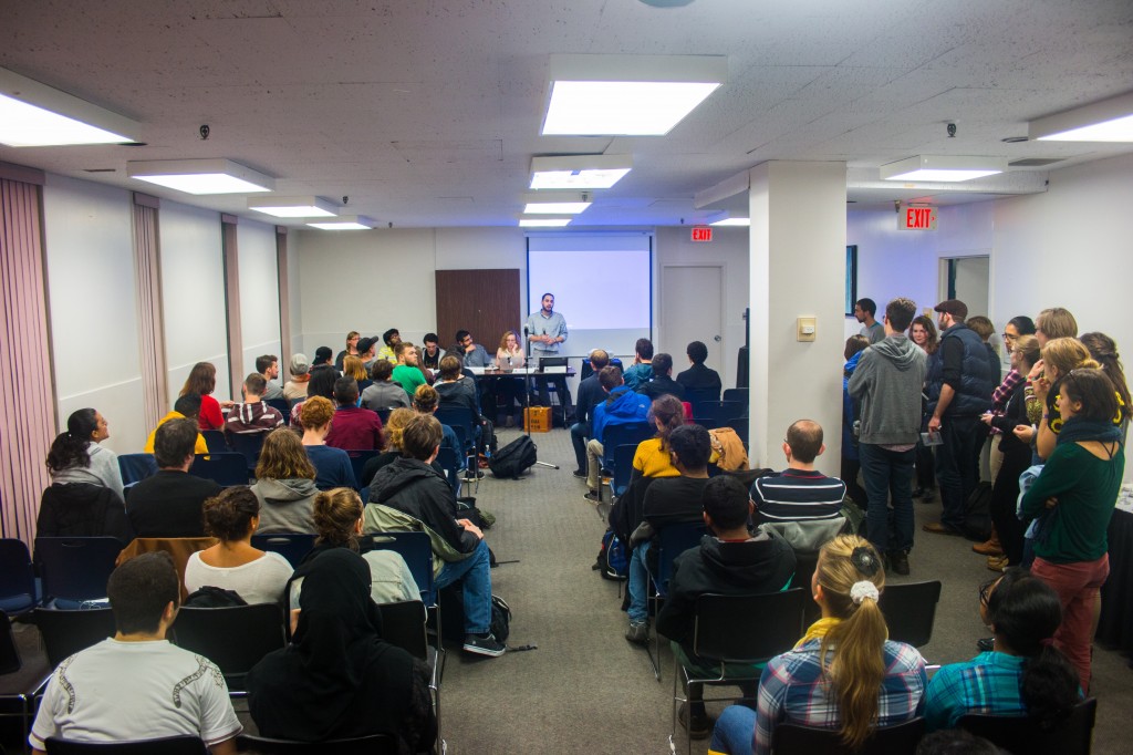 Some students cut class to support the DSU's movement towards divesting from fossil fuels. (Photo by Alexander Maxwell)