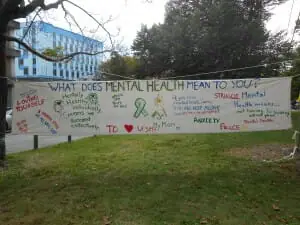 A mental Health Awareness banner from 2013 (photo by Zoe Bourdeleau-Cass)