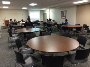 The DSU financial town had a total turnout of 12. (Photo by Jesse Ward)