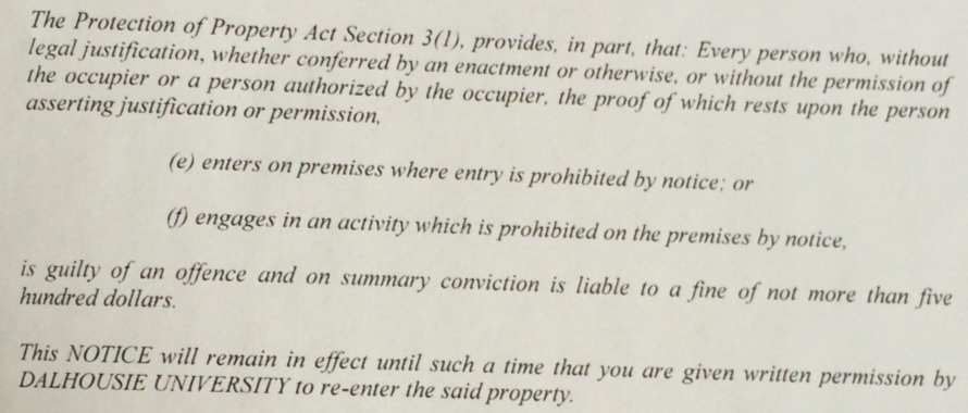 An excerpt from the Protection of Property Act order that was made to Nick.