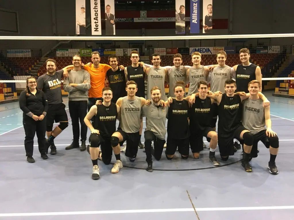 In this image: Dalhousie University's men's volleyball team.
