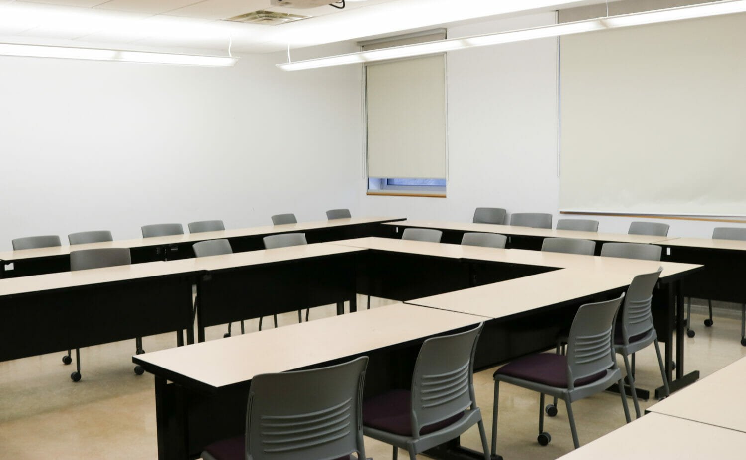 In this image: an empty meeting room on Dal campus.