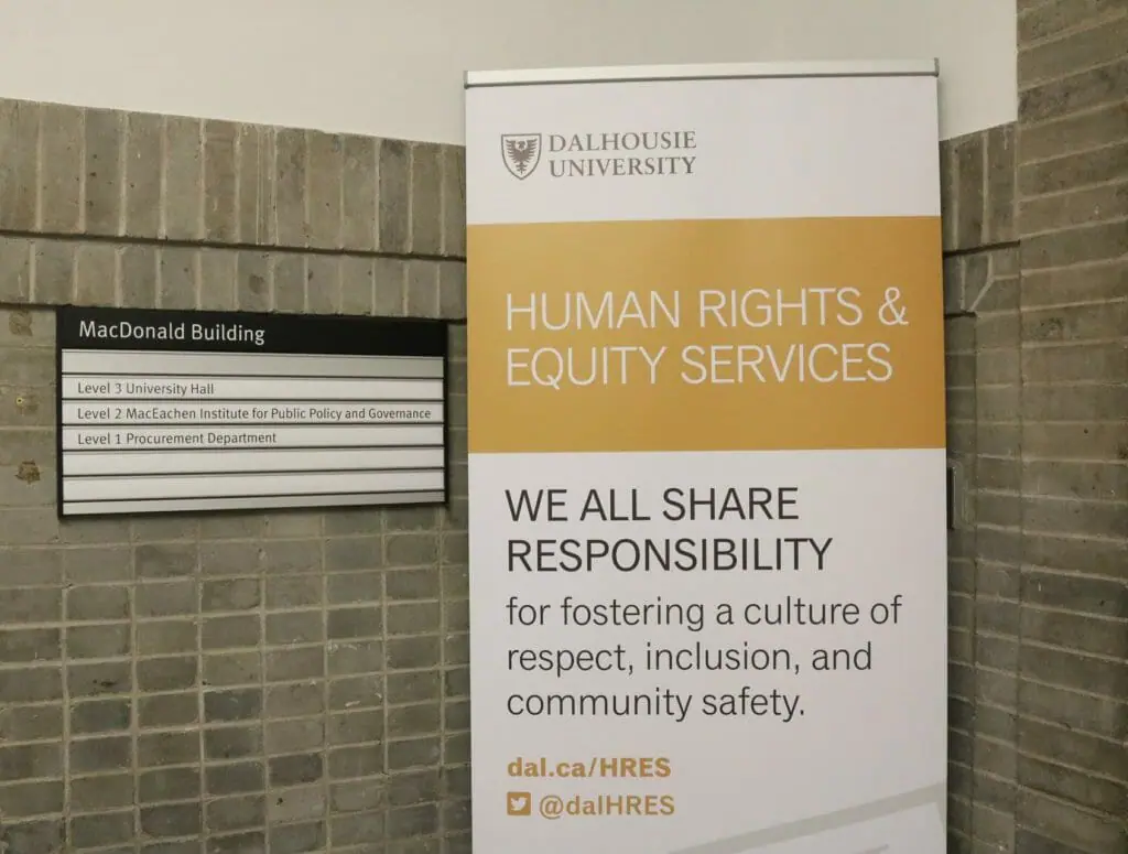 In this image: Dalhousie's Human Rights & Equity Services sign.