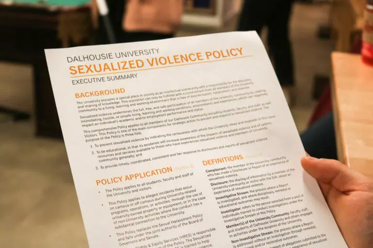 In this image: Dalhousie University's Sexualized Violence policy.