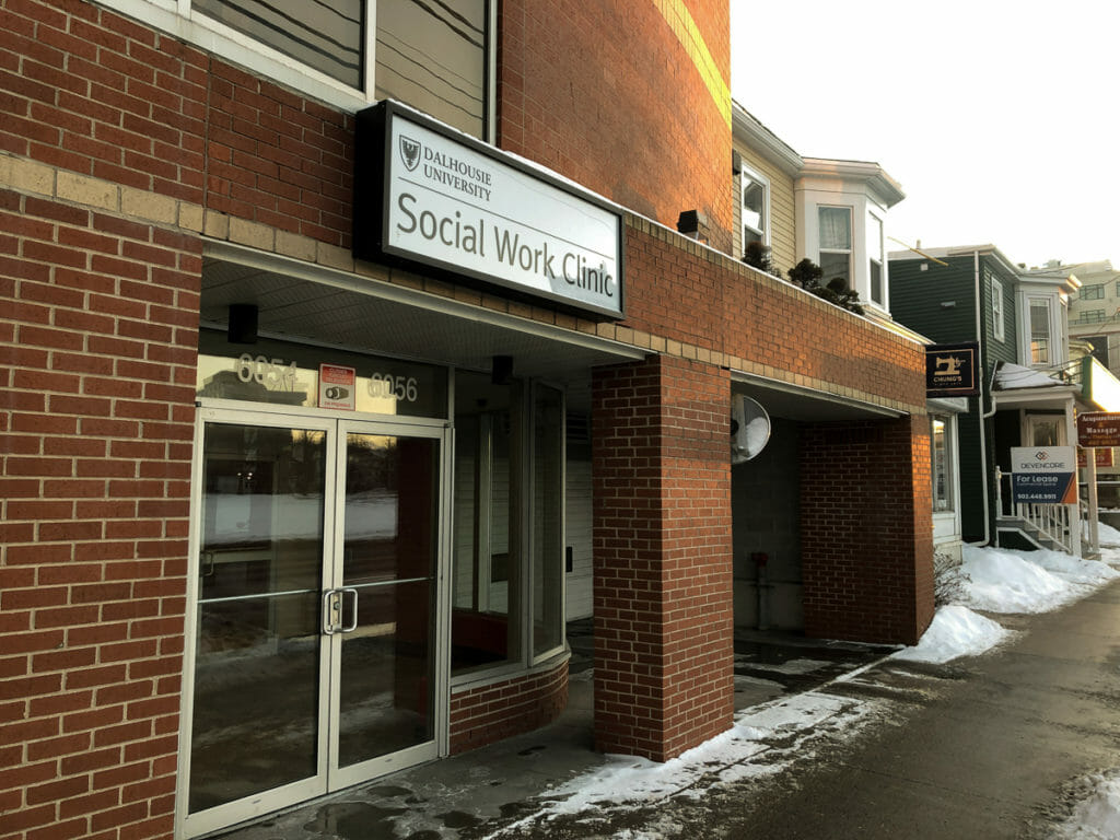 In this image: Dalhousie's School of Social Work Community Clinic on Quinpool Road.