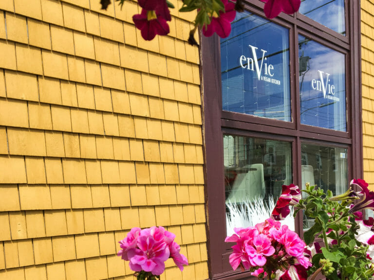 In this image: The side of enVie: A Vegan Kitchen.