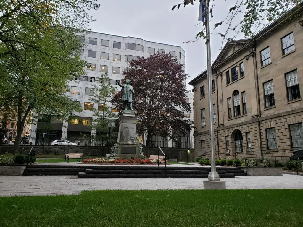 In this image: The statue of Joseph Howe on Hollis Street.
