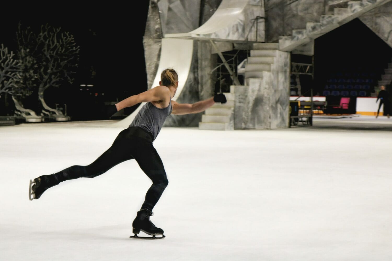 In this image: Shawn Sawyer practicing his skating.