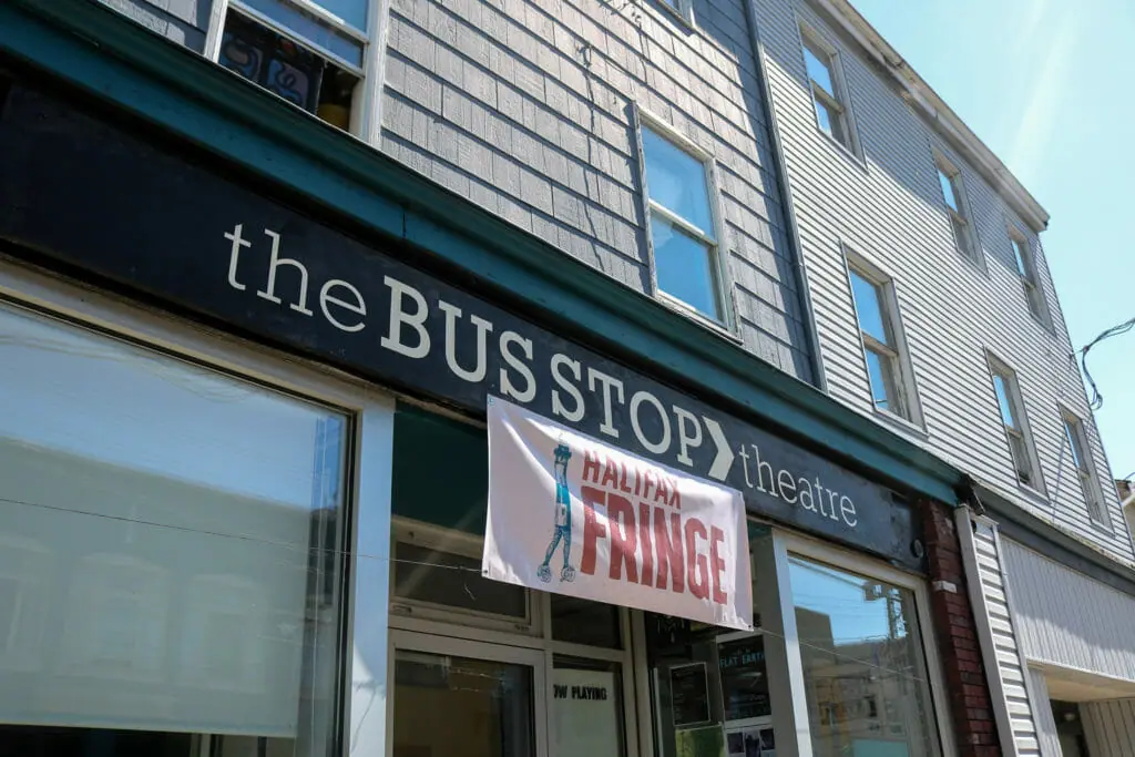 In this image: The front of The Bus Stop Theatre Co-op