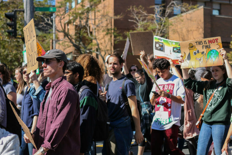 In this image: People protesting at the Climate Strike in Halifax.