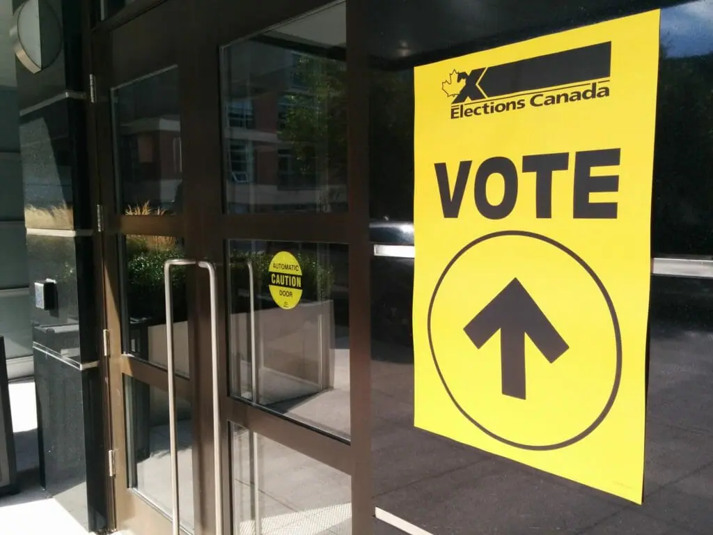 In this image: A Elections Canada polling station.