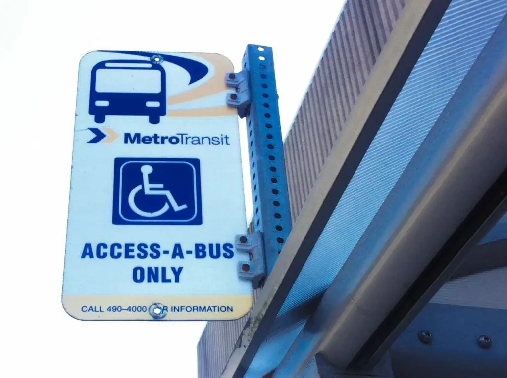 In this image: A photo of a Metro Transit (Halifax Transit) Access-a-Bus sign.