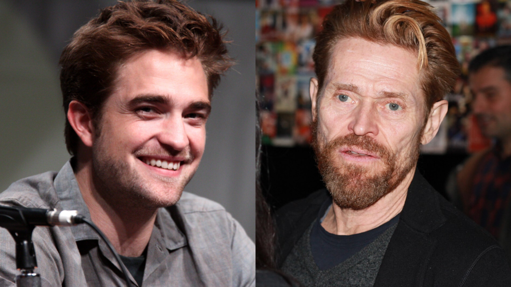 In this image: Robert Pattinson and Willem Dafoe.