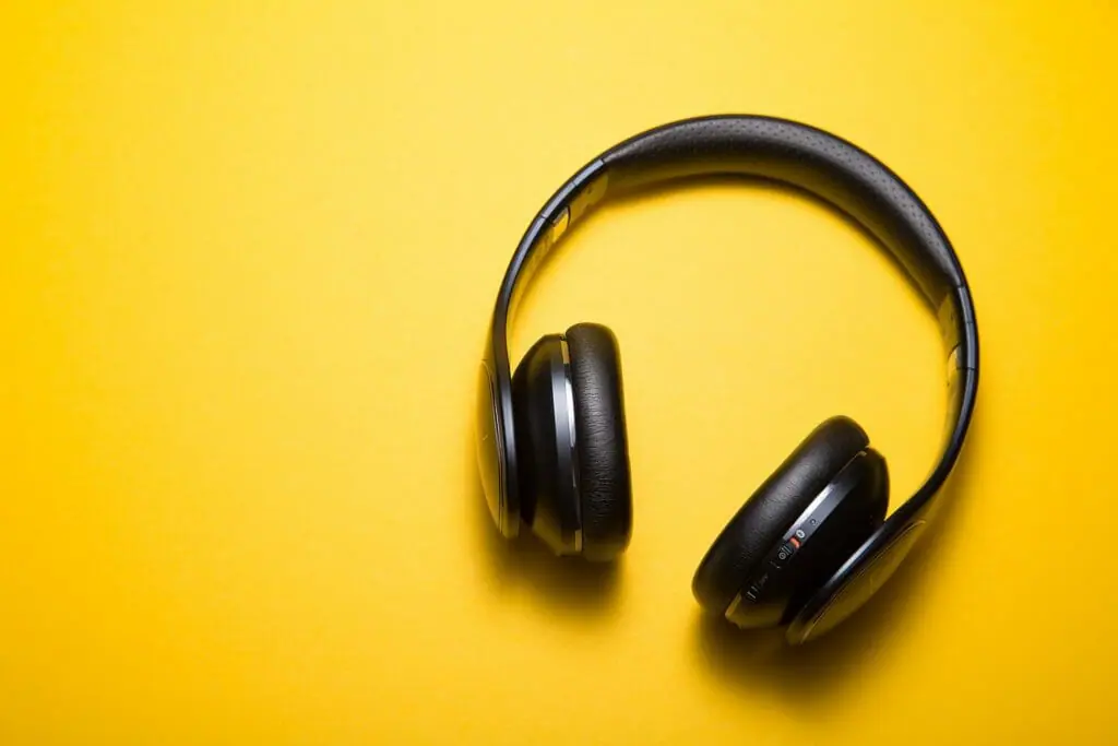 In this image: A pair of headphones.