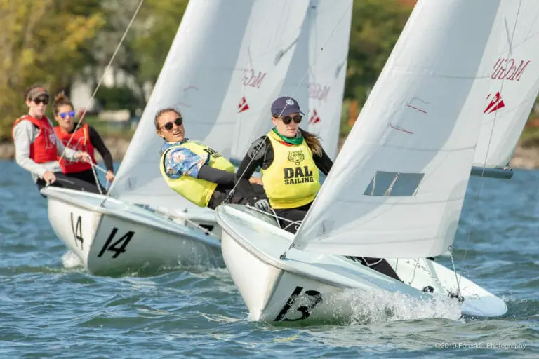 In this image: Kat Walker and Sierra Fahrman competing in the McGill University Invitational Regatta.
