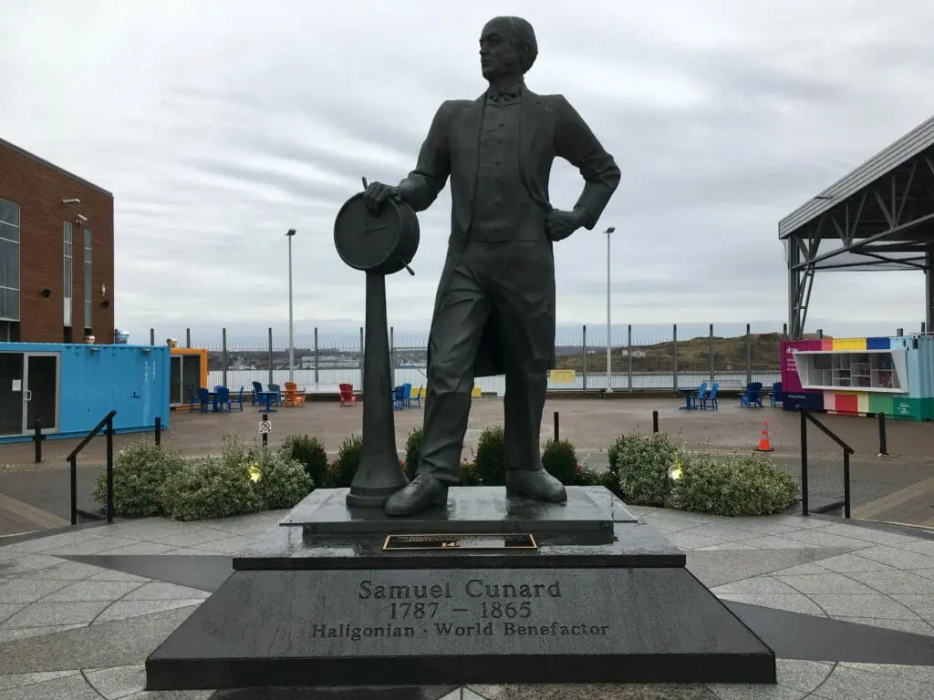 In this image: Samuel Cunard's statue on the Halifax Waterfront.