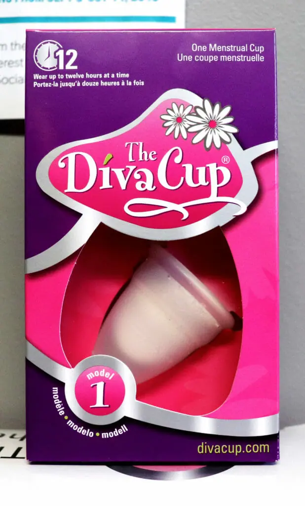 In this image: A DivaCup in its original packaging.