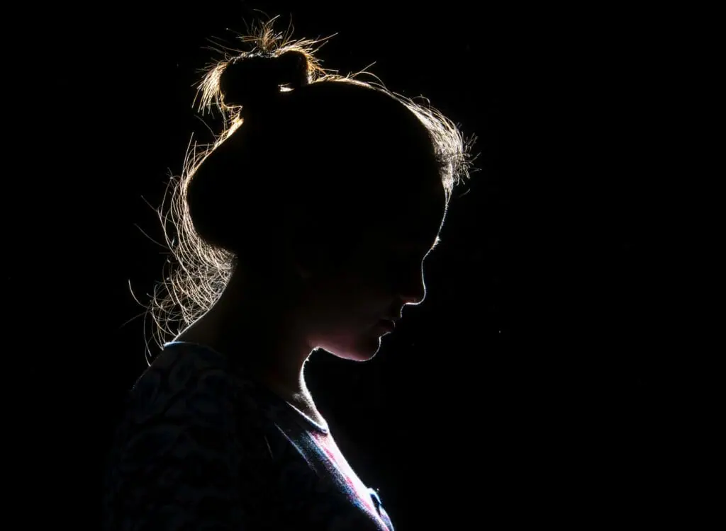 In this image: A silhouette of a woman.