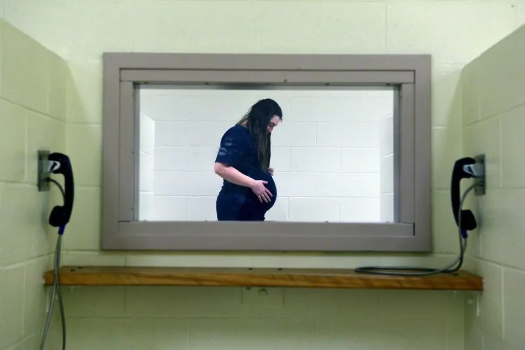 In this image: A still from the film Conviction.