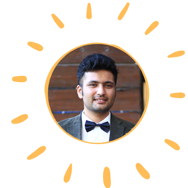 In this image: Ankit in sun graphic