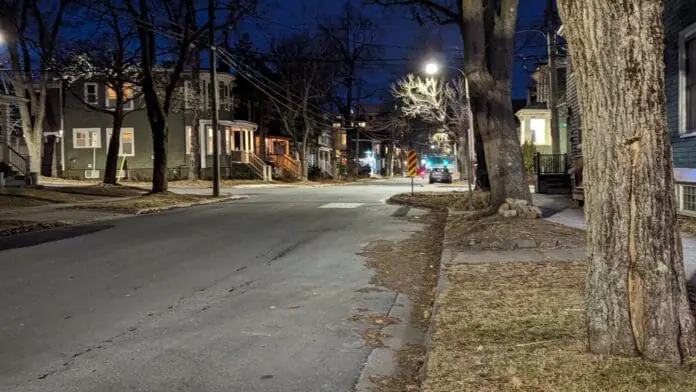 Halifax's Vernon Street seen at night
