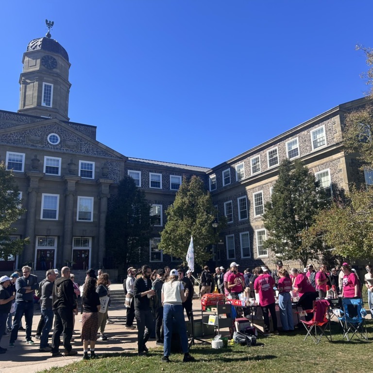 CUPE 3912 holds a rally on Dalhousie University campus on Frdiay, Oct. 3, 2025. (Jenna Olsen/The Dalhousie Gazette)