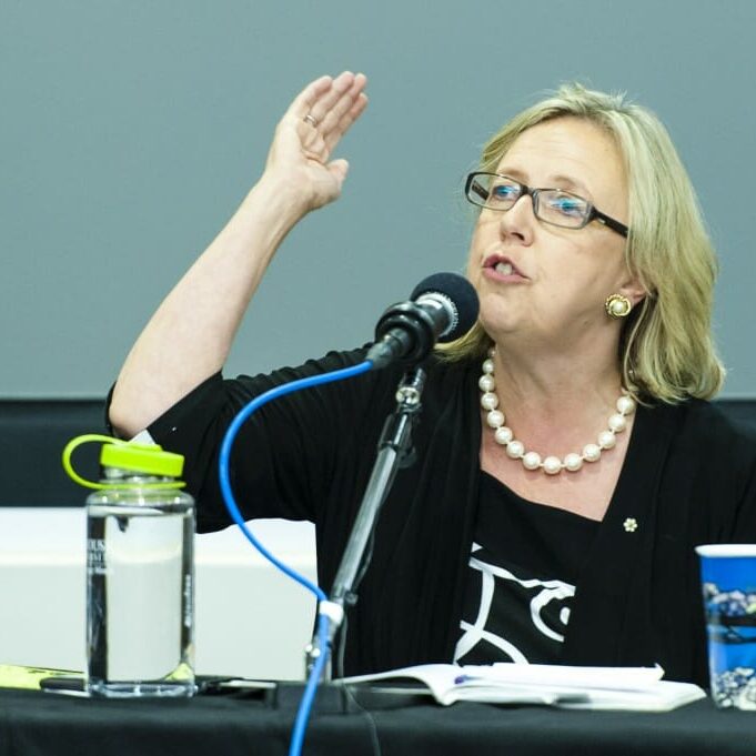 AfterParty_ChrisParent Elizabeth May debating party politics at an event on campus last week.