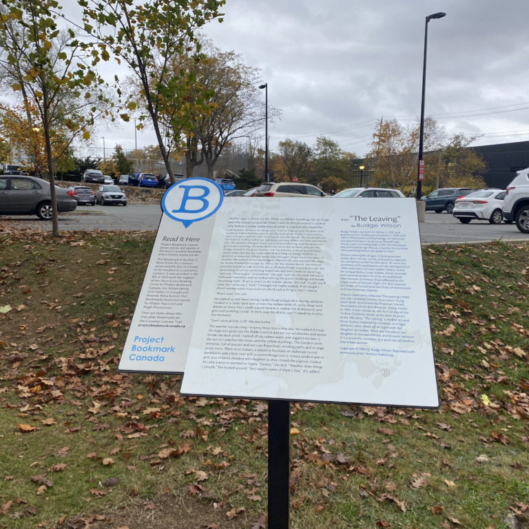 The bookmark featuring an excerpt from Budge Wilson's 'The Leaving' was installed outside of Shireff Hall on Oct. 18. (Charlotte Wood/Dal Gazette)