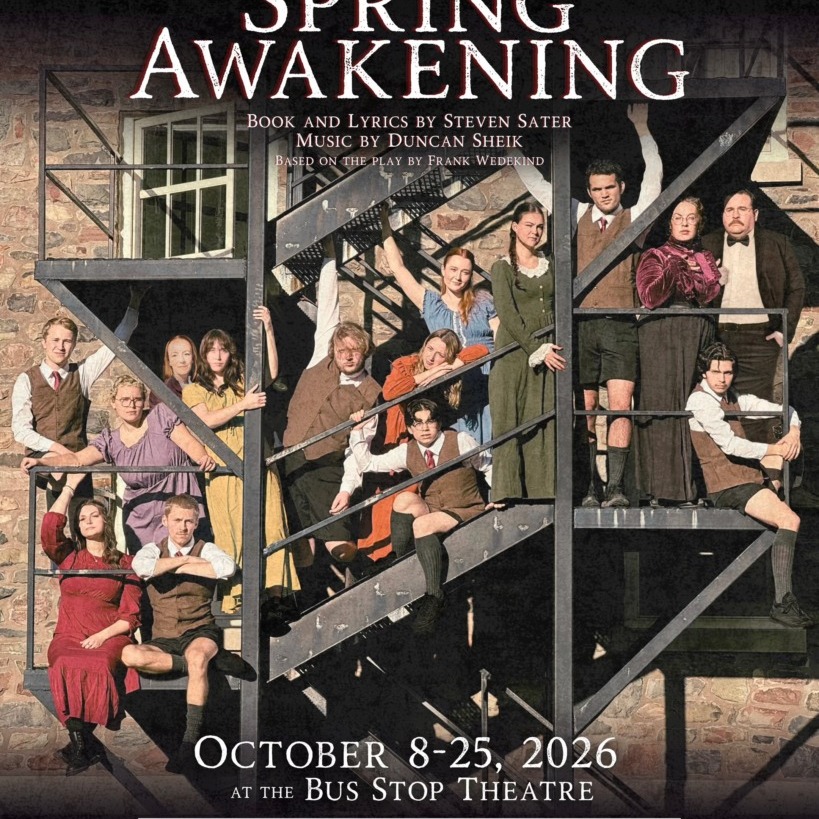 A promotional poster for Spring Awakening, opening at the Bus Stop Theatre on Oct. 8, 2026. (Image courtesy of Josh Rigo)