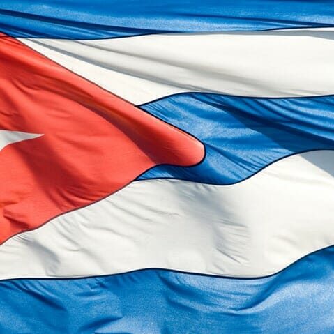 In this image: Cuba's flag.