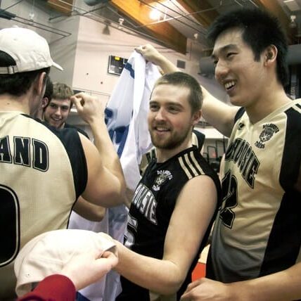 It's a return to AUS supremacy for graduating seniors Travis MacLean, middle, and Daniel You, far right. Photo by Andrew Meade via the Brunswickan