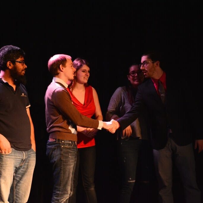 The new DSU executives for 2015-16. L–R: Mahbubur Rahman, John Hutton, Kaitlynne Lowe, Kathleen Reid, Dan Nicholson. (Photo by Jennifer Gosnell)