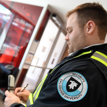 Dalhousie University security officer on campus in Halifax, Nova Scotia. (Danny Abriel/Dalhousie University)