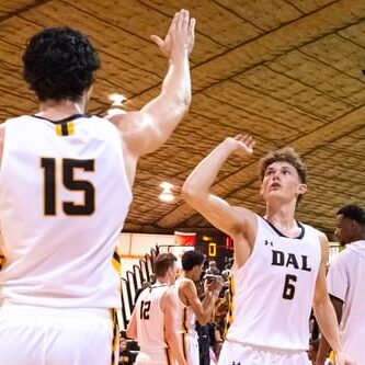 Christie and Ruiz celebrating on the court last season // Image credit: Dal Tigers photo gallery