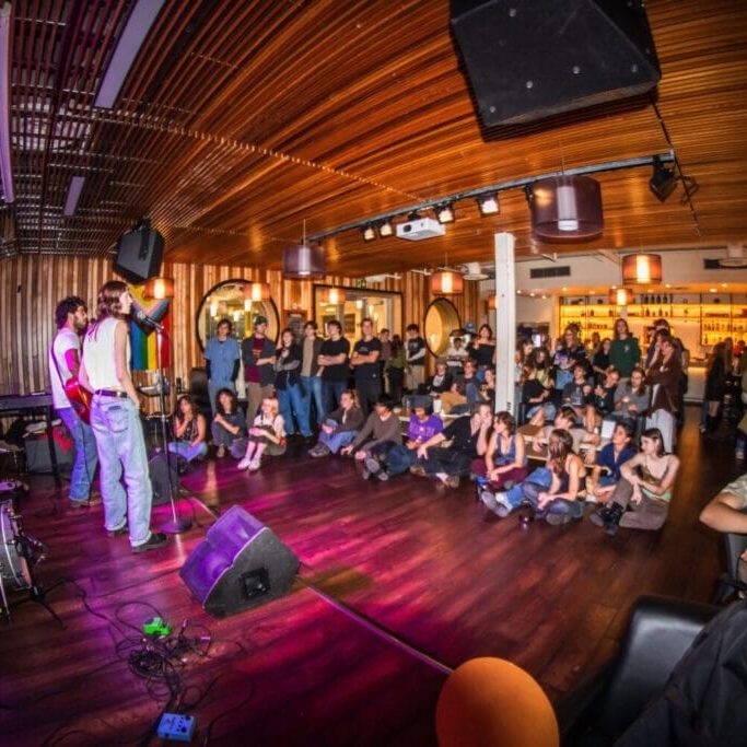 Students gathered in The Grawood at Dalhousie University for live music performances on Friday, Oct. 4 at Dalhousie Creative Minds’ Festival of Art. (Image credit: Noor Mohrez)